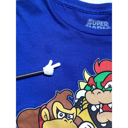 Super Mario Nintendo Graphic T-Shirt Blue Kids Small — Casual, Bowser, Gaming