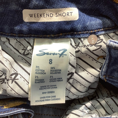 Seven7 Denim Blue Weekend Shorts Women’s Size 8 — Casual, Frayed Hem, Stretch