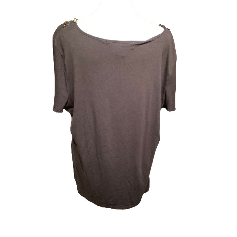 Josephine Chaus Brown Short Sleeve Top 1X, Versatile, Classic, Office Siren