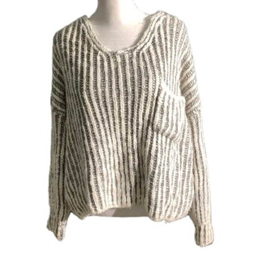 POL Chunky Knit Sweater Striped Women’s S/M — Wool Blend, Cozy, Oversized