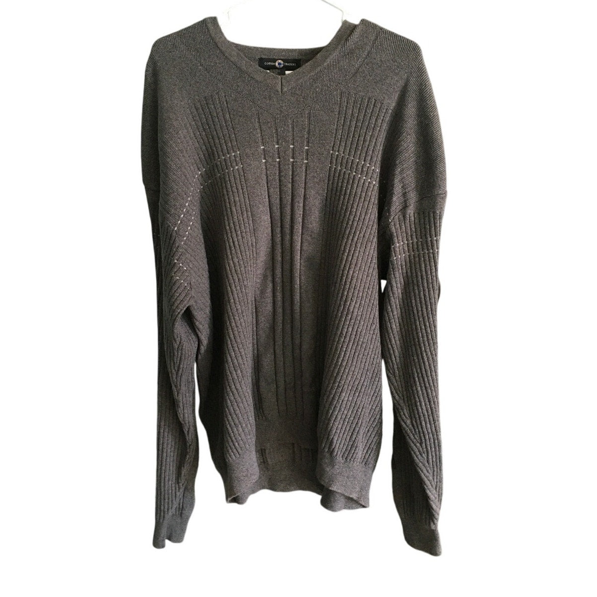 Cotton Traders Dark Gray Knit Sweater Size XL Vintage 90s Classic Grandpa Core