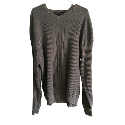 Cotton Traders Dark Gray Knit Sweater Size XL Vintage 90s Classic Grandpa Core