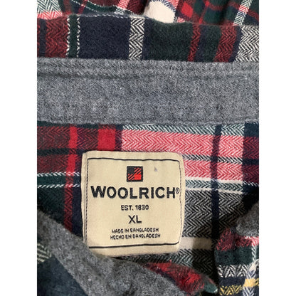 Woolrich Men's Large 100% Cotton Plaid Button-Down Shirt Grunge Rustic Outdoors