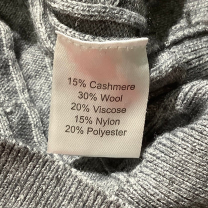 Kallspin Men’s Gray Cardigan Large Tall –V-Neck, Cable Knit, Cashmere Wool Blend