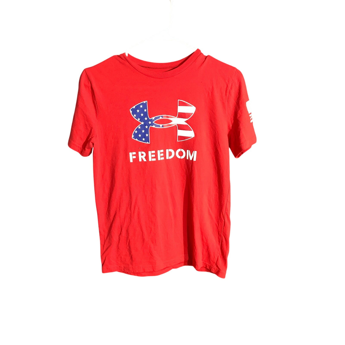 Under Armour Youth L Red Freedom USA Flag Graphic T-Shirt Loose Fit