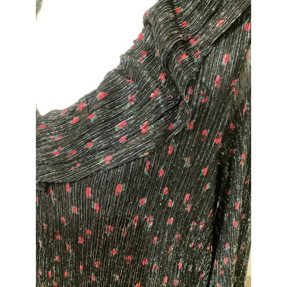 J.Crew Women’s Black/Multicolor Long Sleeve Top Size S - Boho, Versatile, Preppy