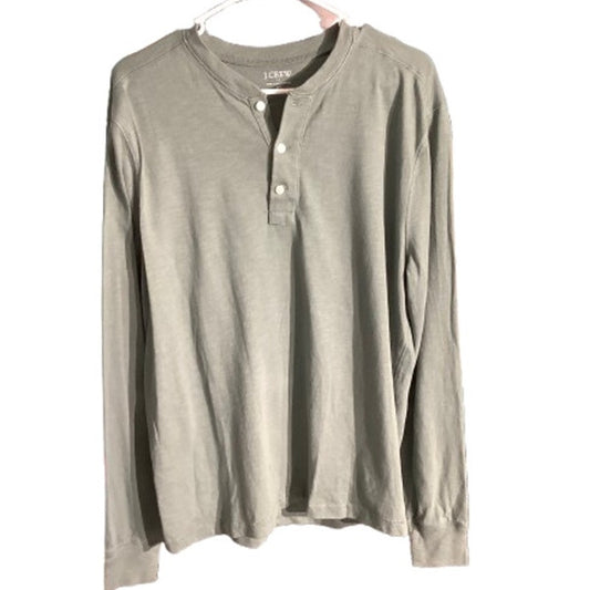 J.Crew Henley T-Shirt Men’s Size Large – Light Green, Cotton, Long Sleeve