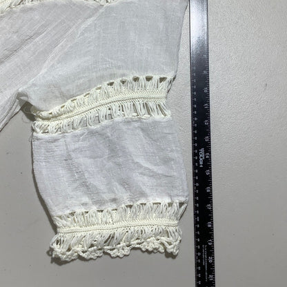 Time Line Ivory Crochet Boho Cover Up Tunic Women’s 1X — Fringe, Beach, Festival