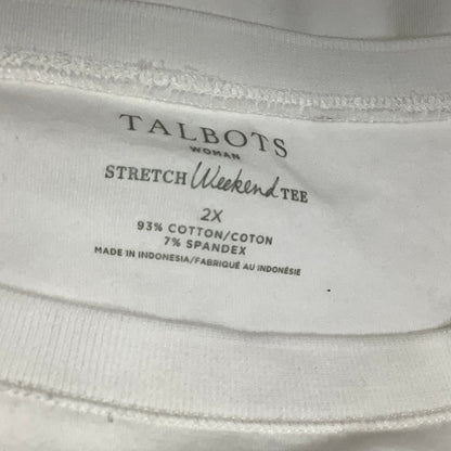 Talbots White Stretch Weekend Tee - Sz 2X, Casual, Comfortable, Button Detail