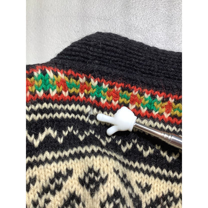 Noise Knit Wool Cardigan Black Multi-Color – Vintage, Nordic, Button Front