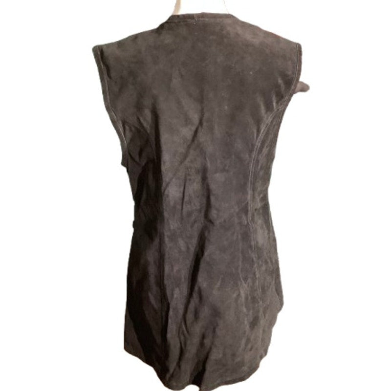 Hip Black Leather Vest Women’s Size Large – Boho, Festival, Tie-Front