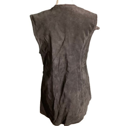 Hip Black Leather Vest Women’s Size Large – Boho, Festival, Tie-Front