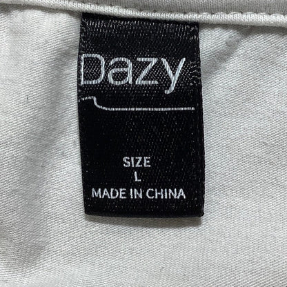 Dazy White Graphic T-Shirt Women’s Size Large – Streetwear, Casual, Crew Neck