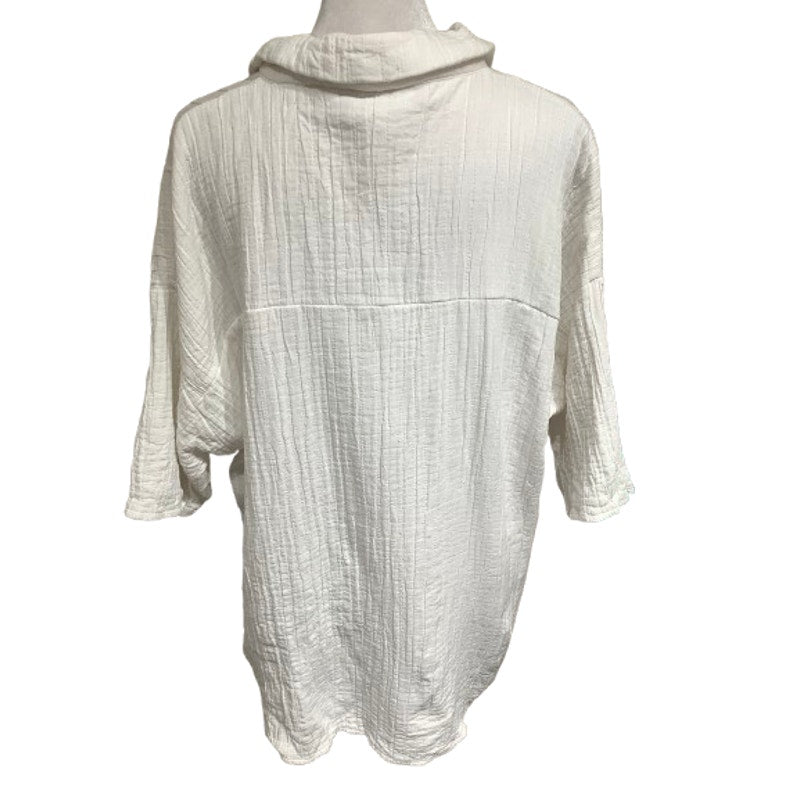 SABO Thick Cotton Gauzy Button-Up Top, Size XL – Minimalist, Relaxed, Boho