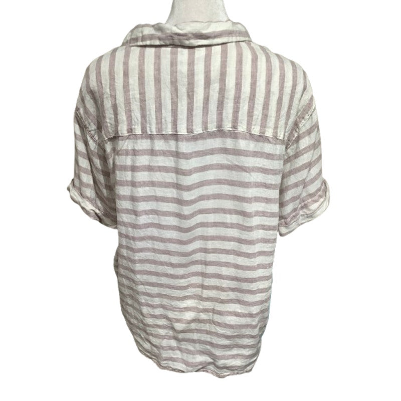 Rachel Zoe Striped Linen Button-Up Shirt Size M - Coastal, Minimalist, Preppy