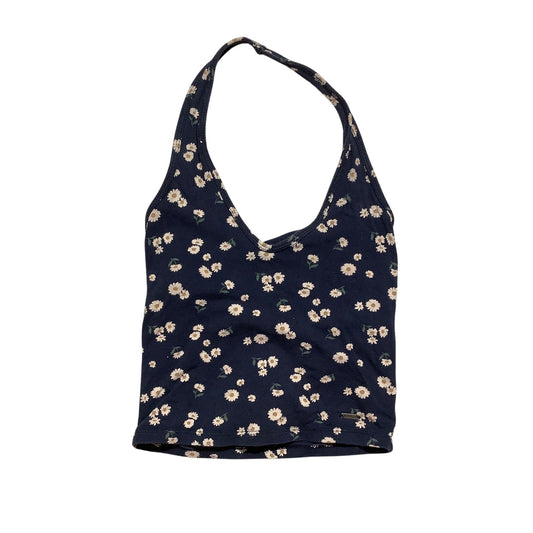 Hollister Navy Blue Daisy Floral Halter Top Women’s Size XS— Y2K, Beachy, Casual