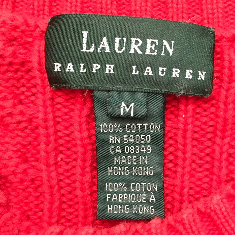 Lauren Ralph Lauren Red Cable Knit Sweater Size M - Preppy, Classic, Equestrian