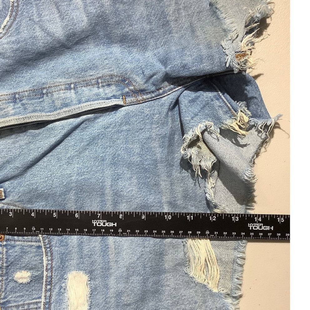 Levi’s 501 Distressed Denim Shorts Women’s 32W — High Rise, Button Fly, Cutoff