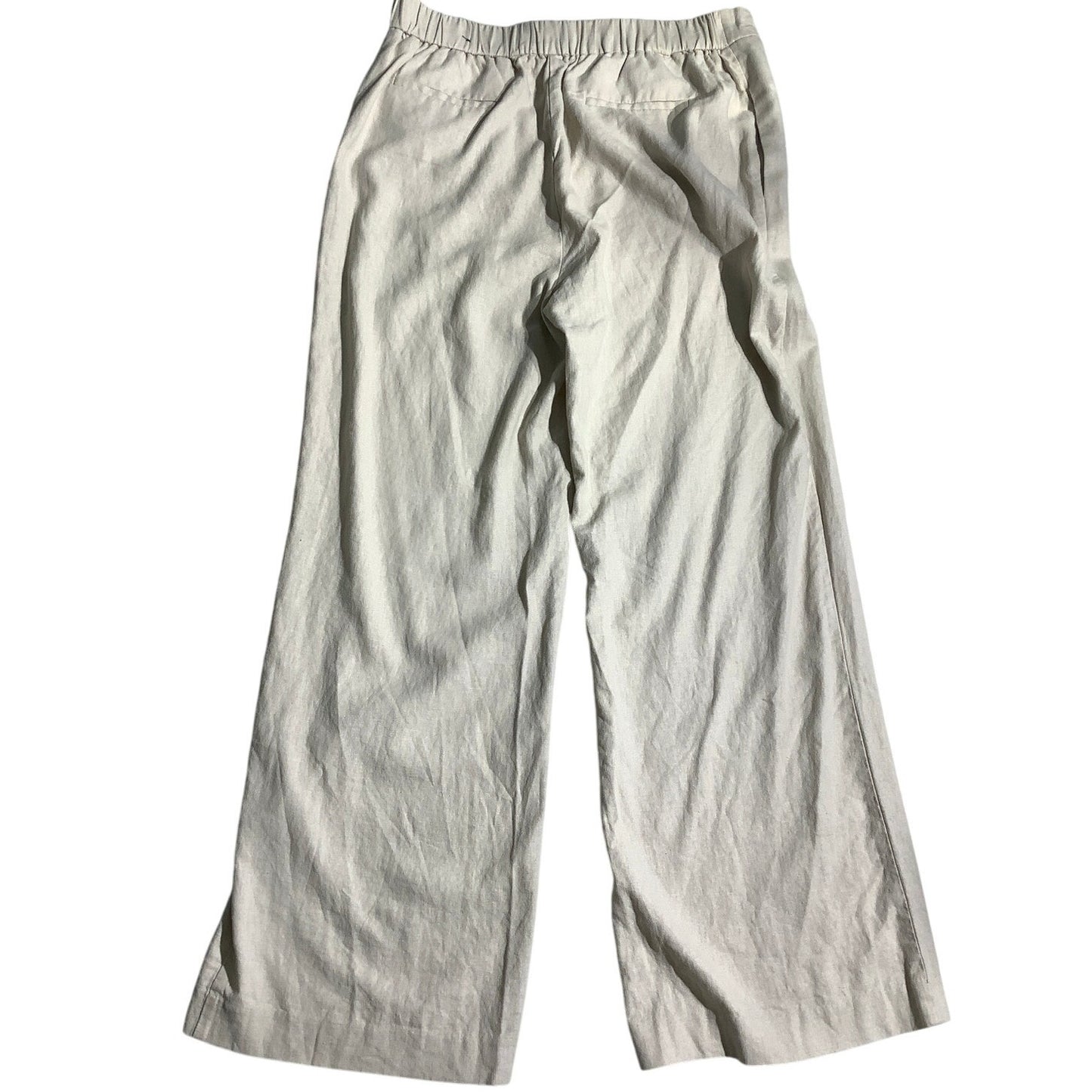 Nine West Linen Blend Pants Women’s Size M– Light Beige, Wide-Leg, Stretch Waist
