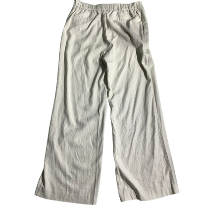 Nine West Linen Blend Pants Women’s Size M– Light Beige, Wide-Leg, Stretch Waist