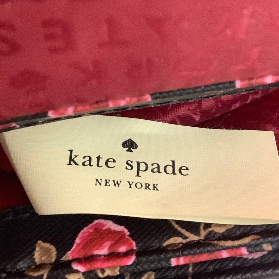 Kate Spade Crossbody Purse – Red, Floral Strap, Leather, Compact