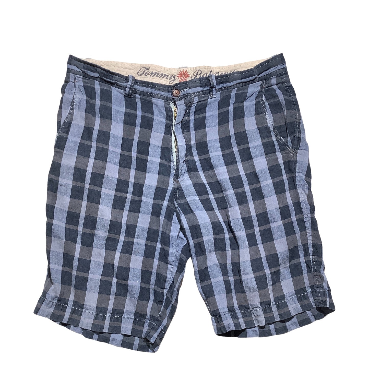 Tommy Bahama Blue Plaid Shorts Men’s Size 33W — Casual, Lightweight Summer Fit