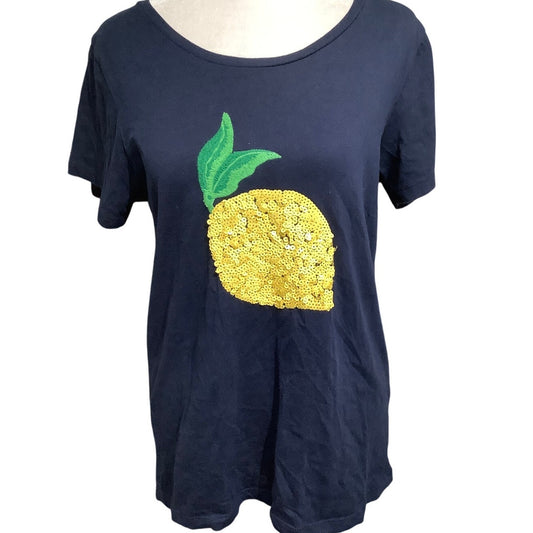 J.Crew Collector Tee Navy Blue Lemon Shirt Size M - Casual, Playful, Fun