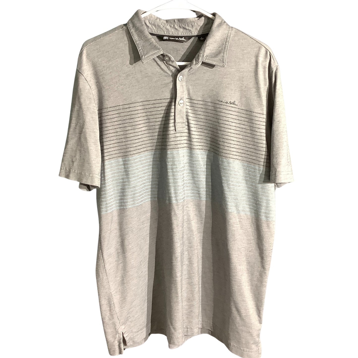 TravisMathew Striped Golf Polo Men’s Large — Performance, Short Sleeve, Casual