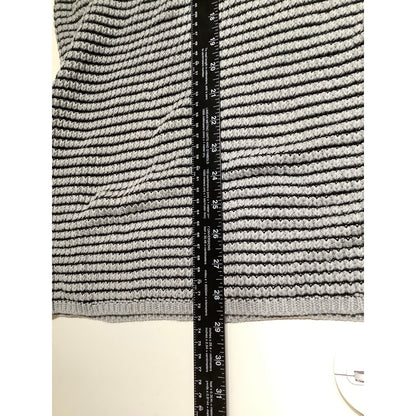 Ellos Grey and Black Striped Sweater Dress, Size 12S - Cozy, Casual, Minimalist