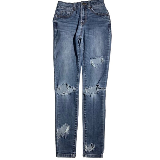 Wax Jean Distressed Skinny Jeans Blue Women’s 0/24 — Ripped, Stretch, Casual
