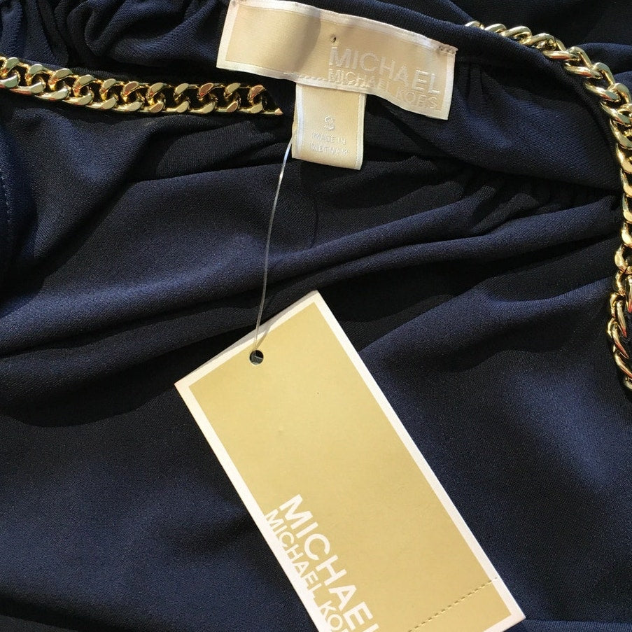 Michael Kors Gold Chain Neck Top Size S - Elegant, Chic, Evening, Date, Regency