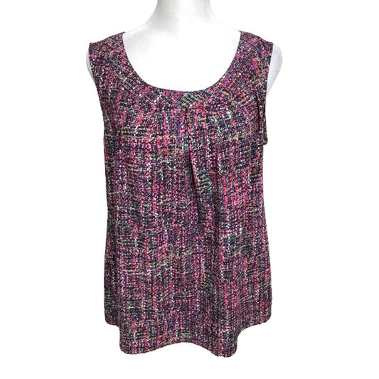 Talbots Multicolor Tweed Print Sleeveless Top, Size 12, Preppy, Vibrant, Classic