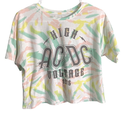 AC/DC Tie-Dye Cropped Tee Size XL 14/16 – Y2K, Baddie, Music Fan