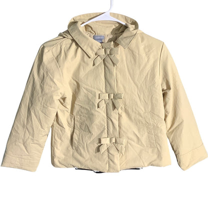 Tahari Tan Hooded Parka Jacket Girls Size LG 10/12 — Preppy, Classic, Dressy