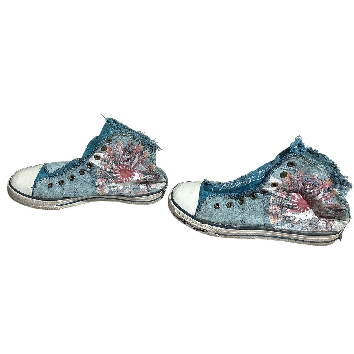 Ed Hardy Women’s Sneakers Size 9 — High Top, Denim, Tattoo Skull