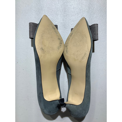 Talbots Gray Leather Bow Heels Women Size 6.5M — Classic, Office, Coquette
