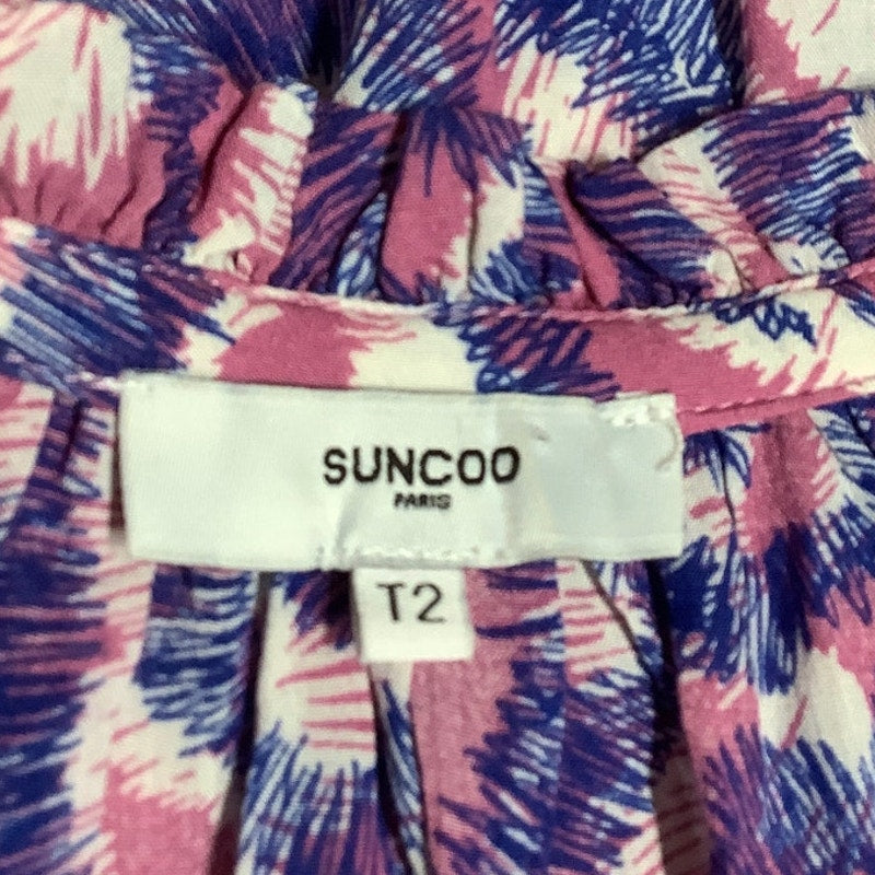 Suncoo Paris Long Sleeve Top, Blue/Pink/White, Size T2, Boho, Artistic, Colorful