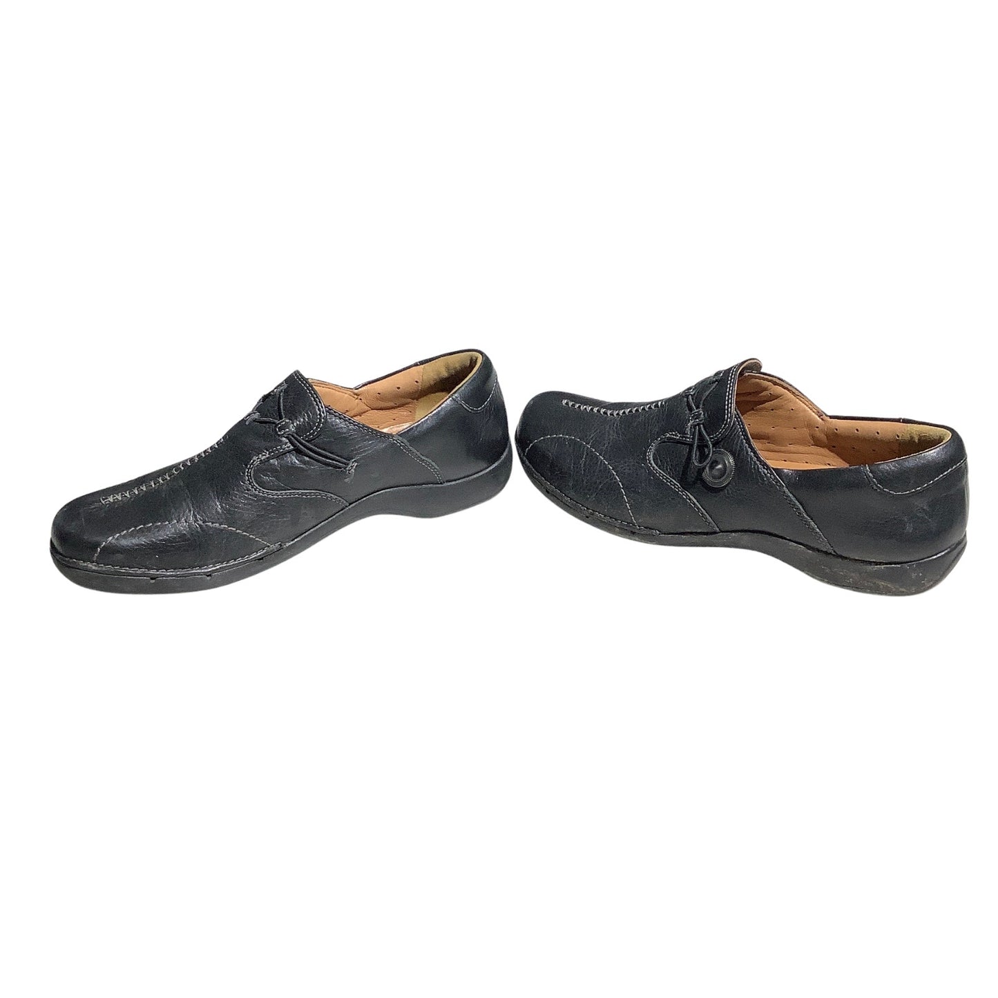 Clarks Un Loop Black Leather Slip-On Shoes Women 11M — Comfort, Casual, Walking