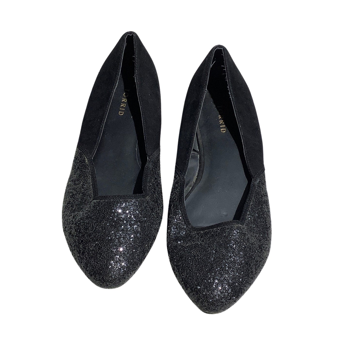 Torrid Black Glitter Ballet Flats Women’s Size 12W — Sparkle, Dressy, Comfort