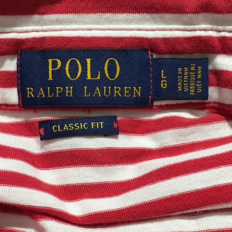 Polo Ralph Lauren Red & White Striped Polo Size L - Preppy, Classic, Coastal