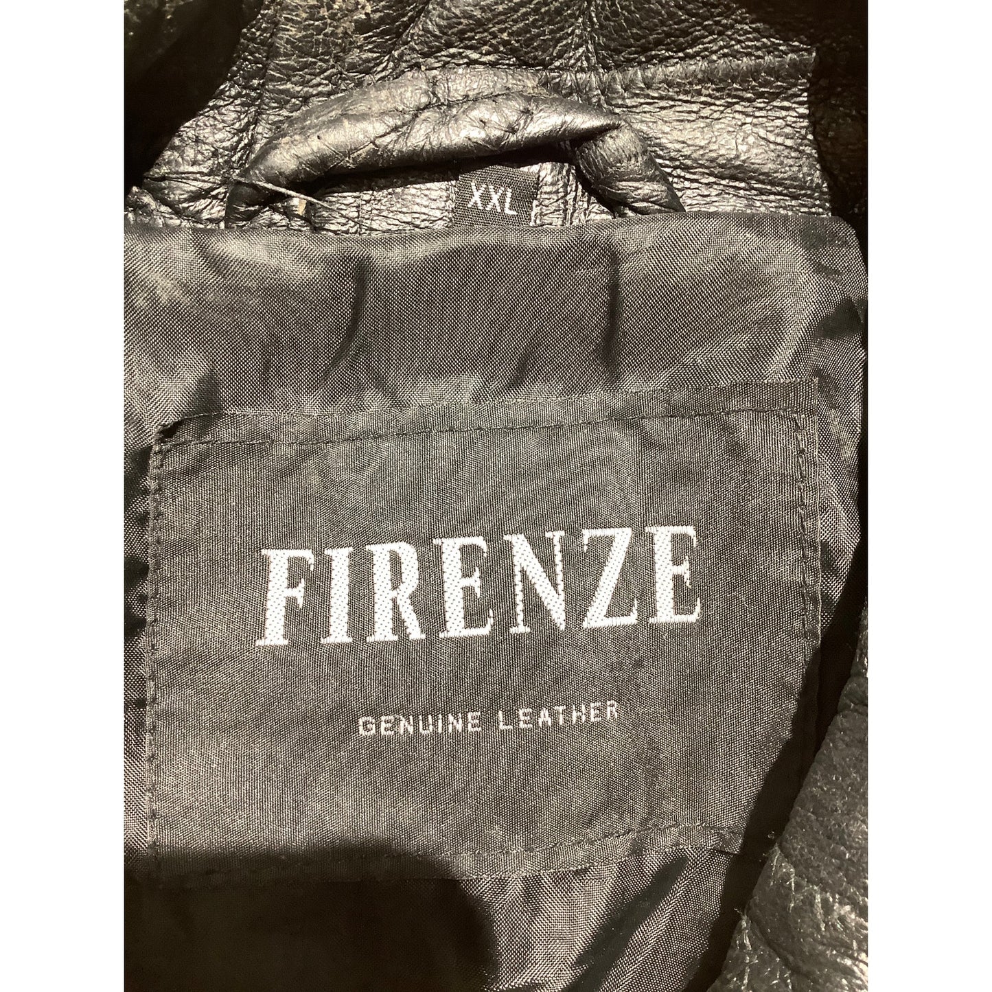 Firenze Black Genuine Leather Jacket XXL Geometric— Moto, Streetwear, Retro