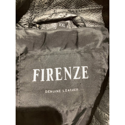 Firenze Black Genuine Leather Jacket XXL Geometric— Moto, Streetwear, Retro