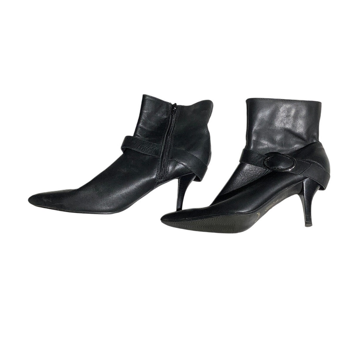 Bruno Valenti Black Leather Ankle Boots Women’s 8.5M — Chic, Dressy, Classic