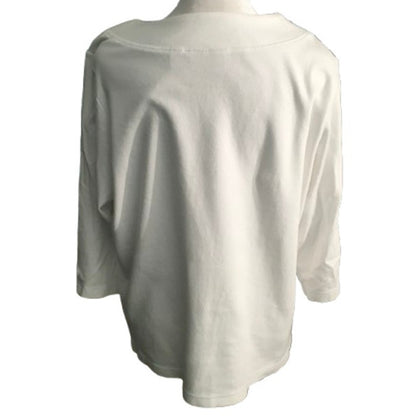 Quacker Factory White Long Sleeve Top L – Glam, Classic, Statement Piece