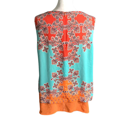 Rose & Olive Floral Tank Blouse Women’s Size Large — Boho, Lightweight, Colorful