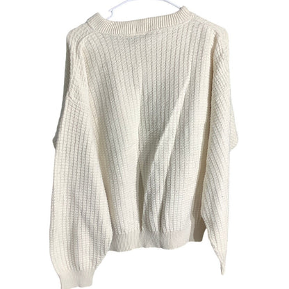 John Weitz Ivory Knit Sweater Men’s L 100% Cotton — Classic, Minimalist, Casual
