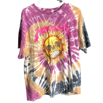 Metallica Tie-Dye Rock T-Shirt Men’s Size Large — Graphic Band Tee, Cotton