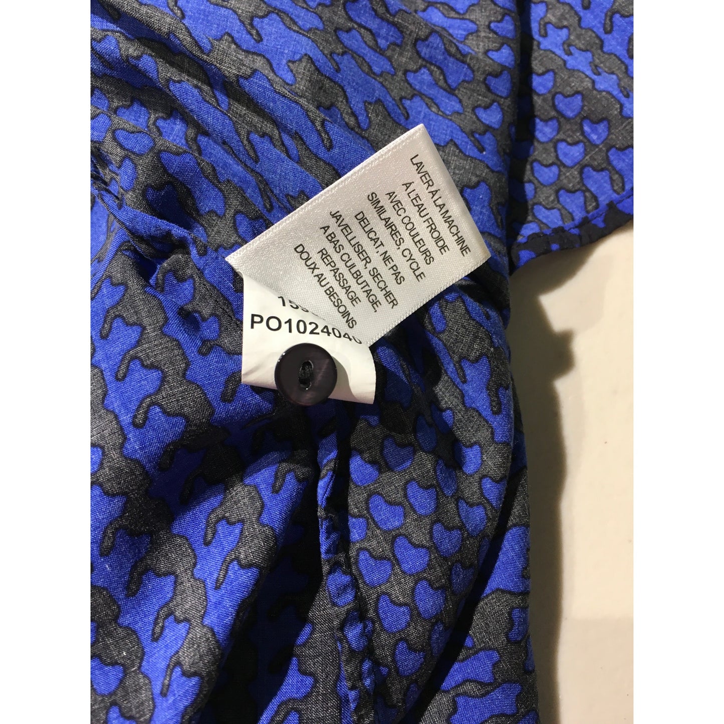 Foxcroft Blue & Black Button-Down Shirt Size 18W - Classic, Office, Preppy