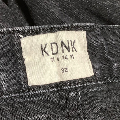 KDNK Men's Black Distressed Skinny Jeans with White Side Stripes 32 Streetwear