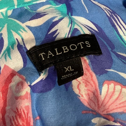 Talbots XL Button-Up Pineapple Print Shirt - Tropical, Casual, Vibrant